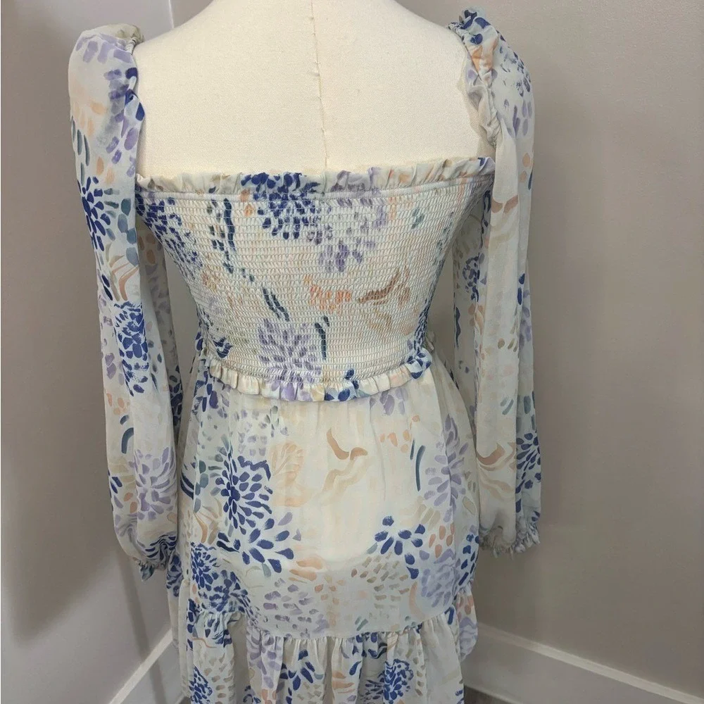 Wilfred Blue and White Floral Long Sleeve‎ Dress - Picture 3 of 9